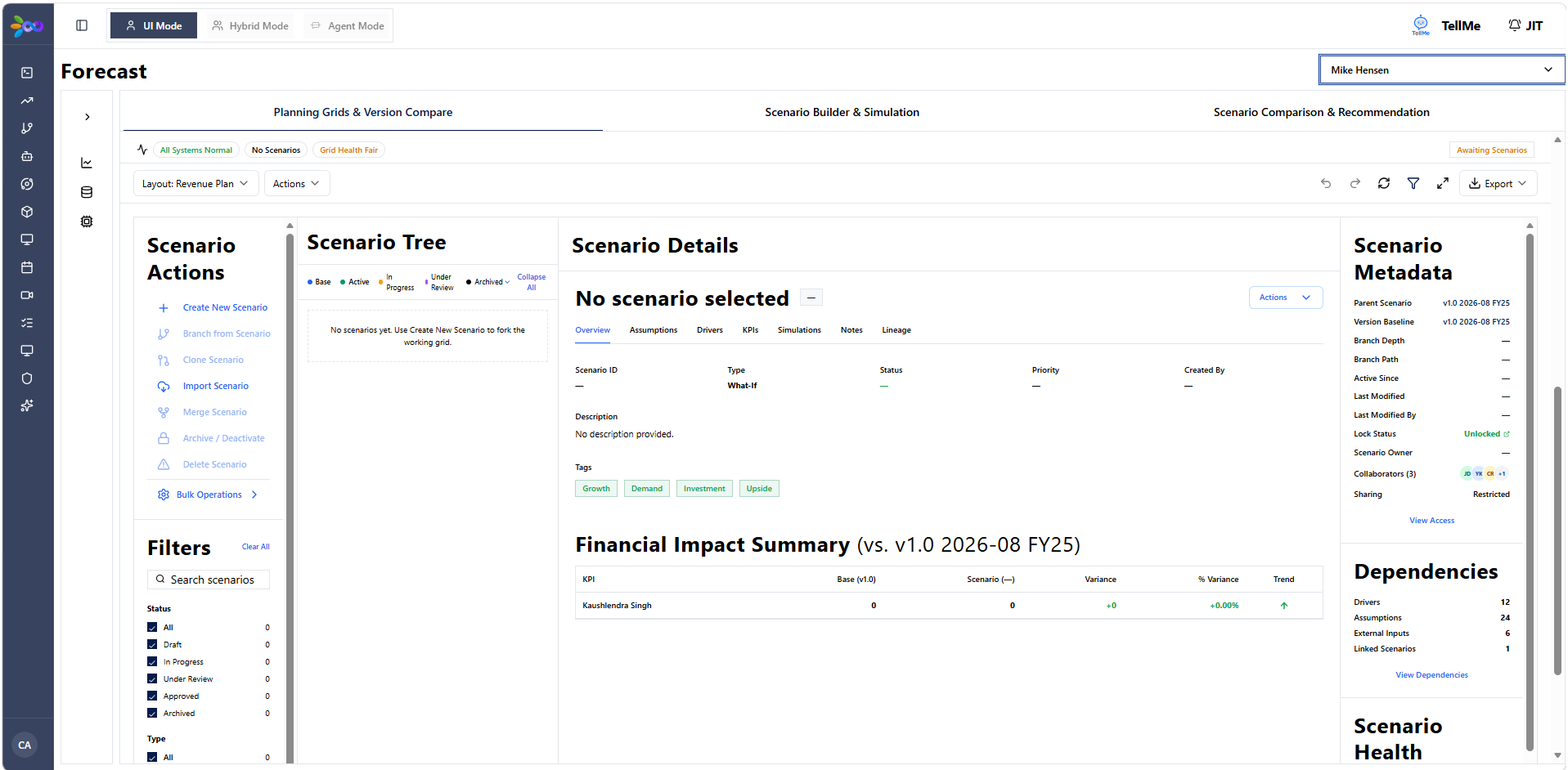 Scenario & Simulation Panel